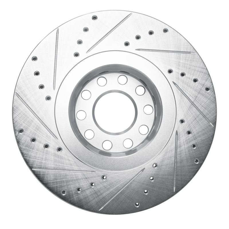 Volkswagen Passat Brake Rotor (1) - Front Right - R1 Concepts - Drilled & Slotted - Silver - `02-`05